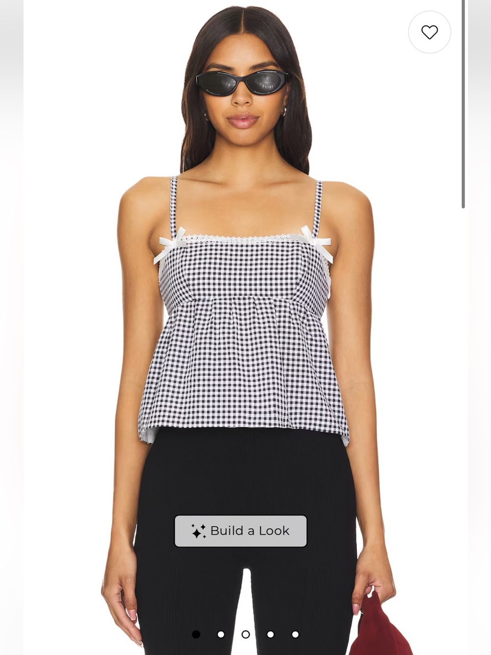Gingham Smocked Babydoll Camisole - Black/White